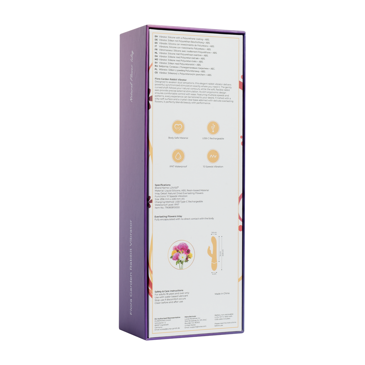 LOVISS Flora Garden Rabbit Vibrator – Zwart