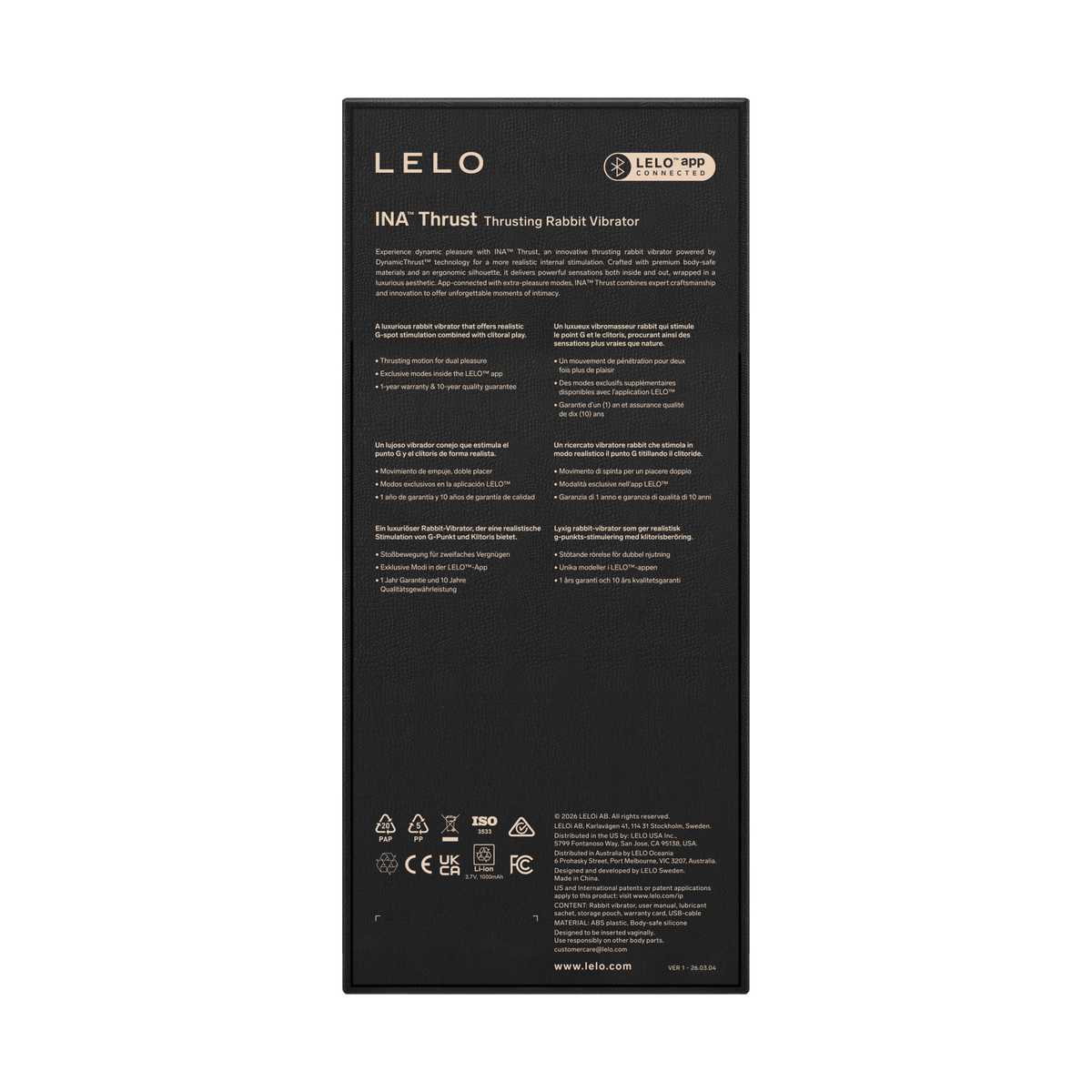 LELO - Ina Thrust - Rabbit-vibrator met stootbeweging - Zwart