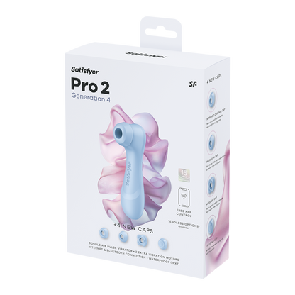 Satisfyer Pro 2 Generation 4 – Luchtdrukstimulator met Dubbele Vibratie en App-bediening – Serene Blue
