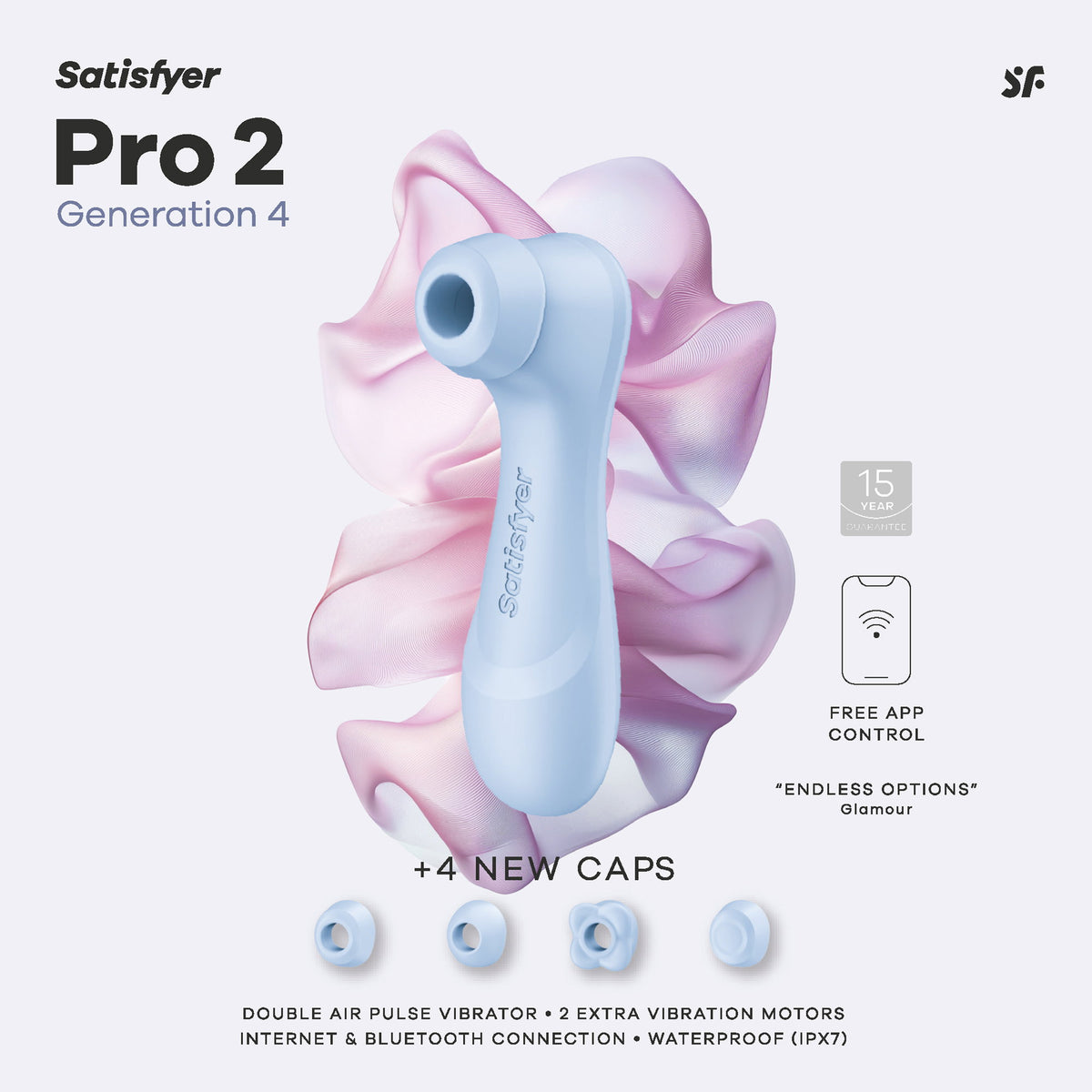 Satisfyer Pro 2 Generation 4 – Luchtdrukstimulator met Dubbele Vibratie en App-bediening – Serene Blue
