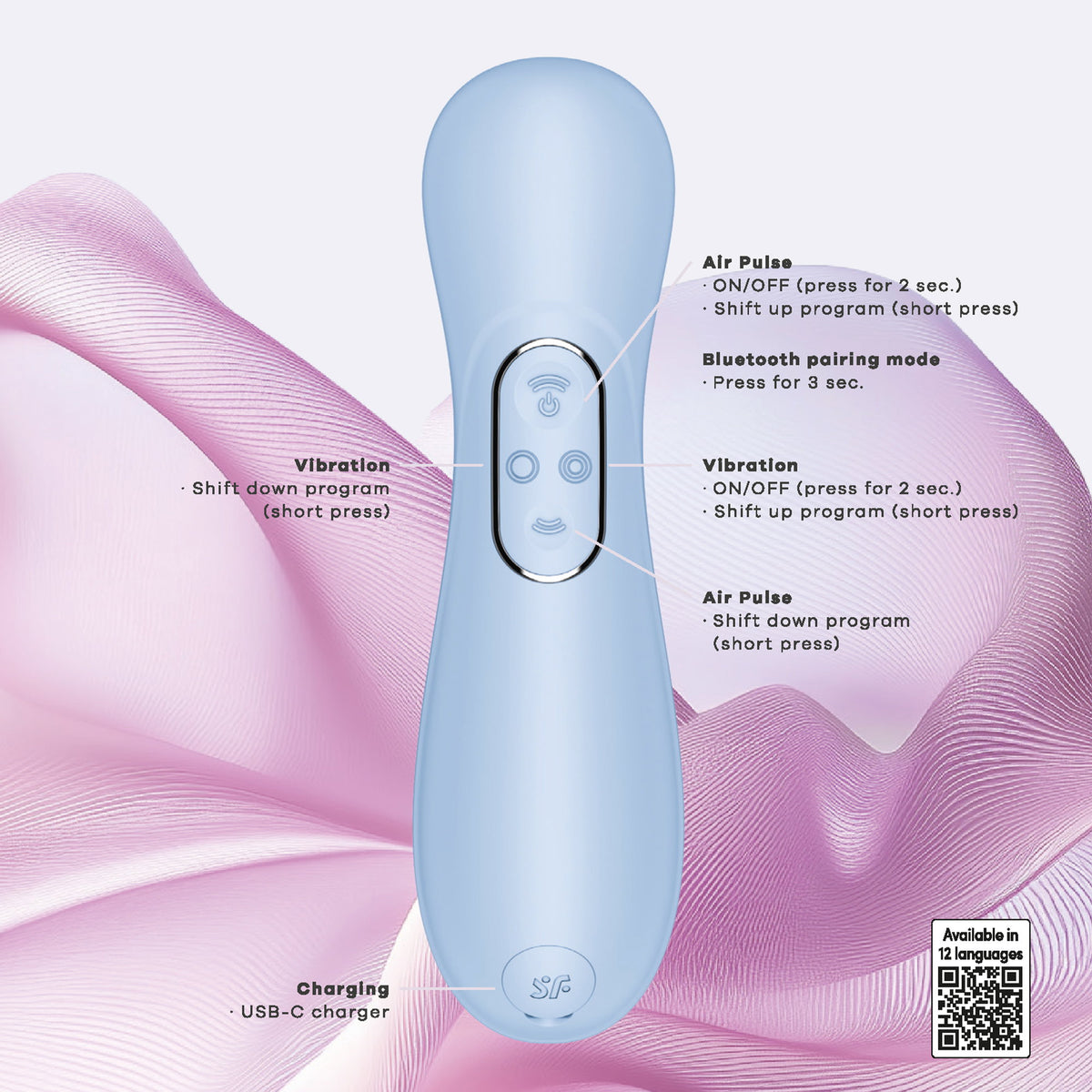 Satisfyer Pro 2 Generation 4 – Luchtdrukstimulator met Dubbele Vibratie en App-bediening – Serene Blue